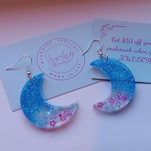 Winter Nights Hand Crafted Moon Earrings